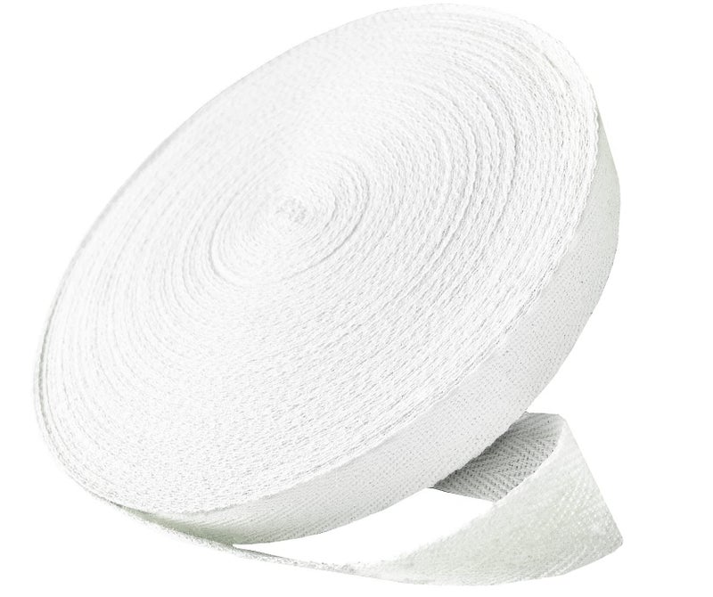Abbaoww 50 Yards Cotton Twill Tape Ribbon 1 Inch, Soft Natural Webbing Tape Herringbone Tape for Sewing DIY Craft, White - Image 1